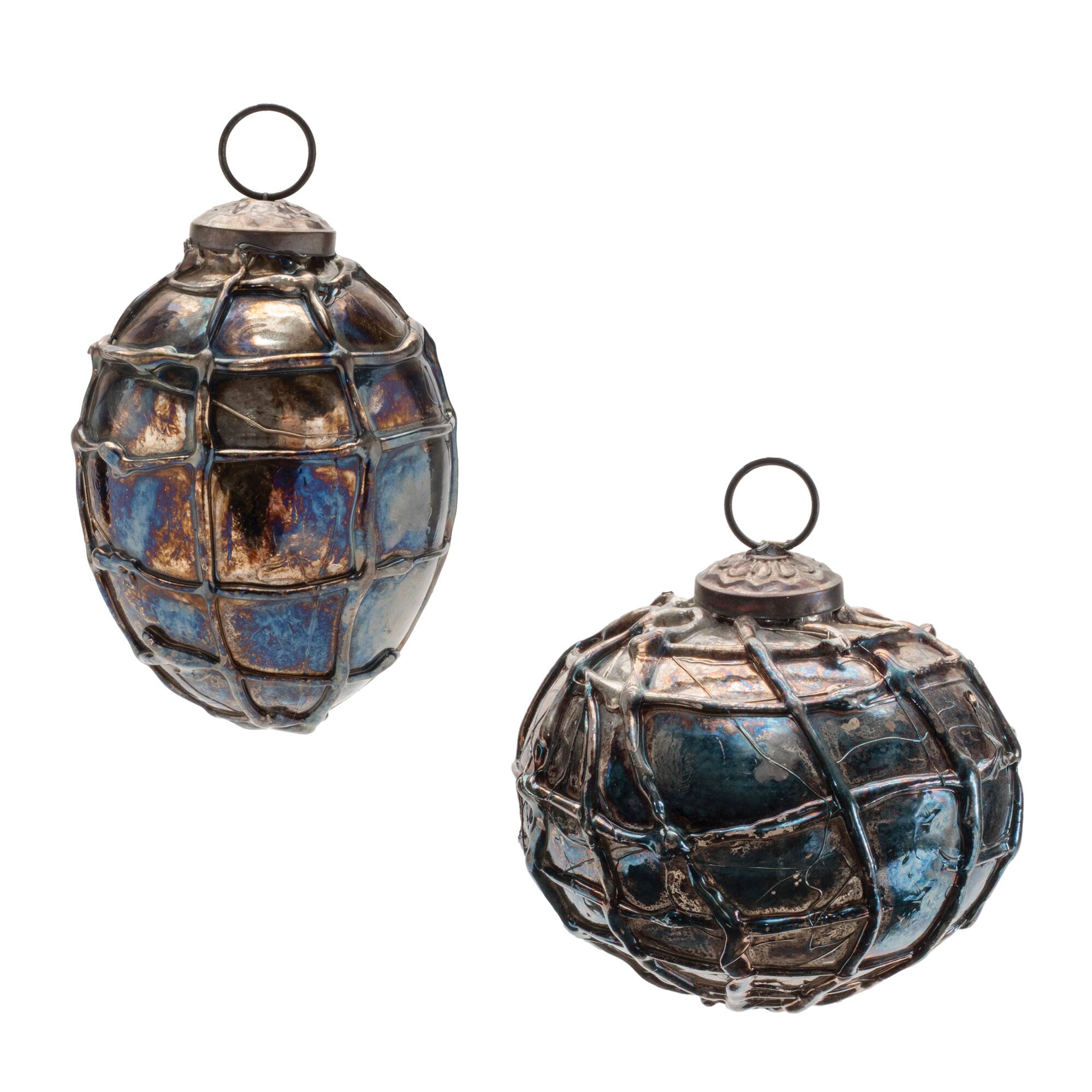 Distressed Mercury Glass Ornament Set, 12ct.